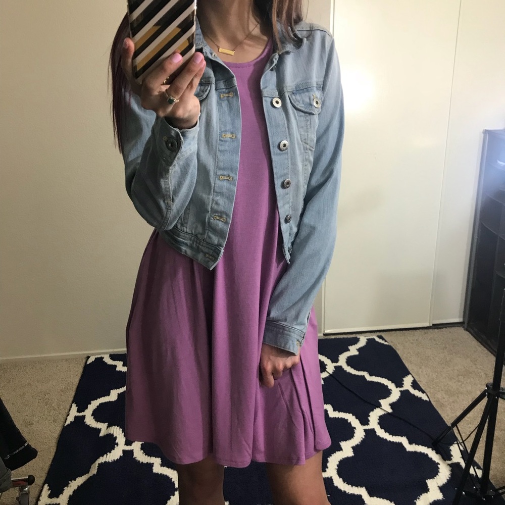 LAST XL • Dark Mauve Mini Dress With Pockets - Picture 3 of 6